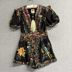 Farmrio Farm Rio Delicate Forest Scarves Romper Size Small NWT (Missing Belt)
